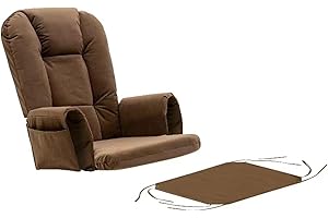 5PCS Velvet Glider Rocker Replacement Cushions with Ottoman Cushion Storage Pocket for Indoor Nursery Glider Rocking Chair,Kh