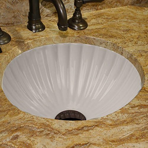 Highpoint Collection 12-inch Round White Bathroom Vanity Undermount Sink with Scalloped Basin