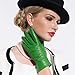 Kursheuel Women Lady's Fashion Genuine lambskin soft leather driving Gloves 14 colors KU141 (L, Green)