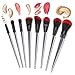 Makeup Brush Set 8 Pcs Premium Cosmetic Foundation Face Powder Blush Eyeshadow Brushes Cruelty-Free Synthetic Fiber Bristles with Blender Sponge and Brush Egg (8+2pcs),Black