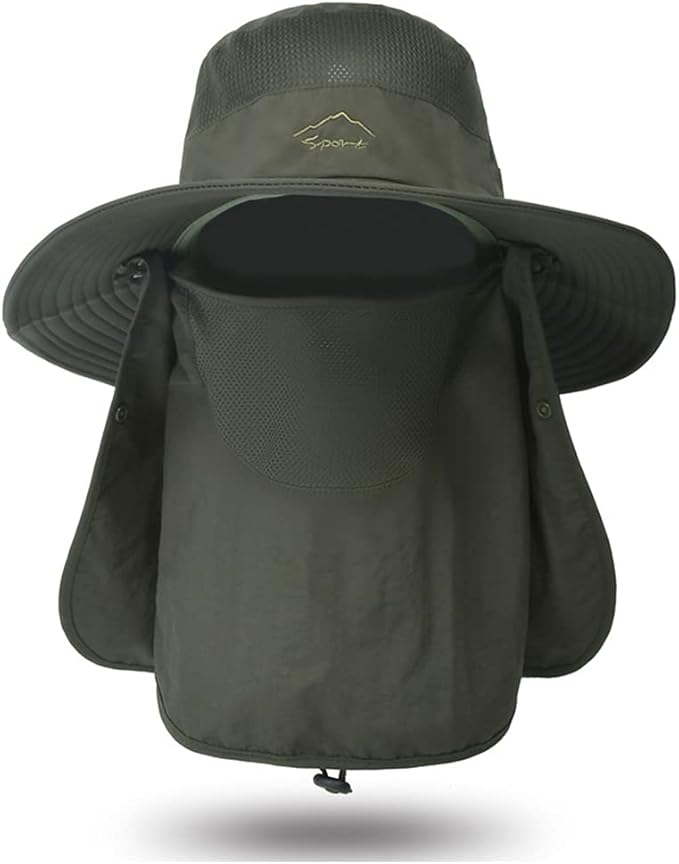 Sun Hats for Men Fishing Hats Wide Brim Hat with Face Cover & Neck Flap Outdoor UPF 50+ Sun