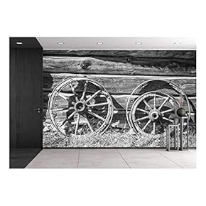 Old Wheel from Carts in The Countryside - Removable Wall Mural | Self-Adhesive Large Wallpaper - 66x96 inches