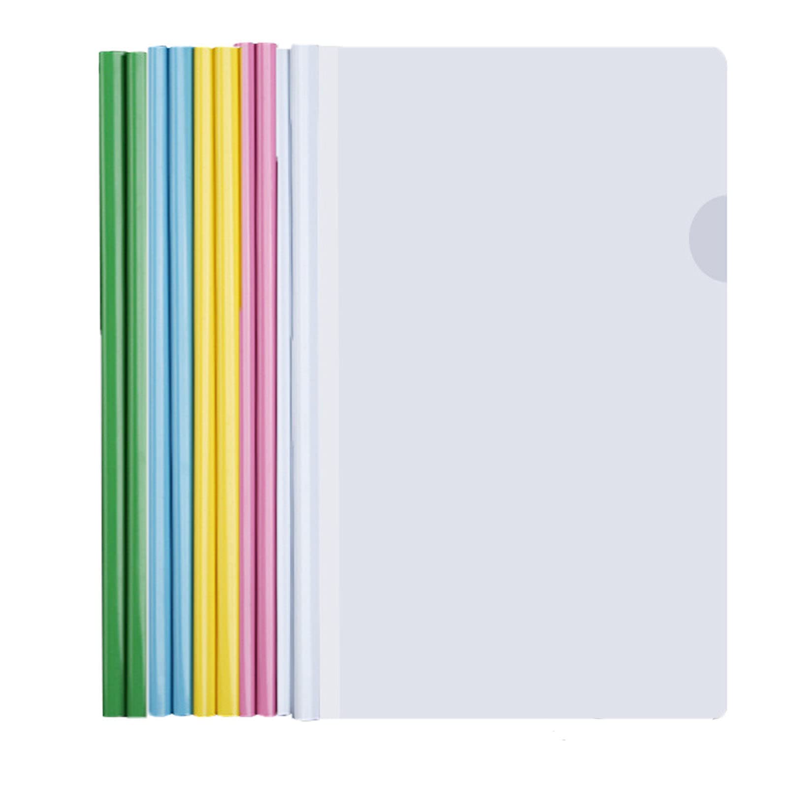 10pcs Sliding Bar Report Covers, Clear Report Covers Files Clip, A4 Transparent File Cover, File Folders Cover with U Type Slide Binder for School Office Documents Classification. (A)