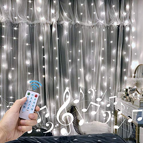 Auelife 300 Led Curtain String Lights USB with Sound Activated Remote