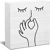 Bathroom Decor Funny Stick Figure Wood Box Sign for Bathroom Toilet Restroom Sink Farmhouse Decor Decorations for Home Office Desk Office Gifts for Coworkers 5 X 5 Inch