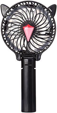 Portable Table Fan,ACLUXS Head Adjustable Cool Mini Portable Floor/Table Fan with Rechargeable Battery and USB Charge Cable,Quiet Speeds - Ideal For Outdoor Home Office Dorm(Black)