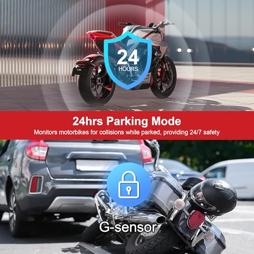 K7 Front and Rear Dash Cam with EIS Anti-Shake 2K + 2K @ 30FPS or 1080P + 1080P @ 60fps Motorcycle Camera, GPS, Wi-Fi, 24 Hours G-Sensor, Waterproof Motorcycle Camera Support 512GB Max