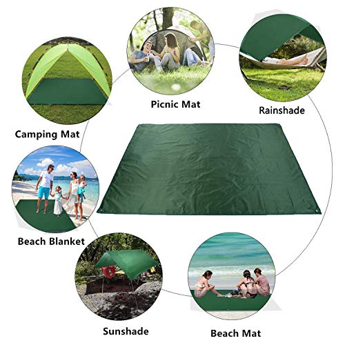 YINXN Camping Tarp, Waterproof Picnic Mat, Multifunction Tent Footprint with Drawstring Carrying Bag Ultralight Hammock Sunshade for Picnic, Hiking, Parks and Beach