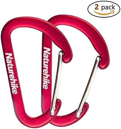 6.5cm Locking Carabiner Aluminum D Clip Camping Hooks Aluminum Camping Carabiner Fishing Carabiner Hiking Backpack Keychain 2 Pack