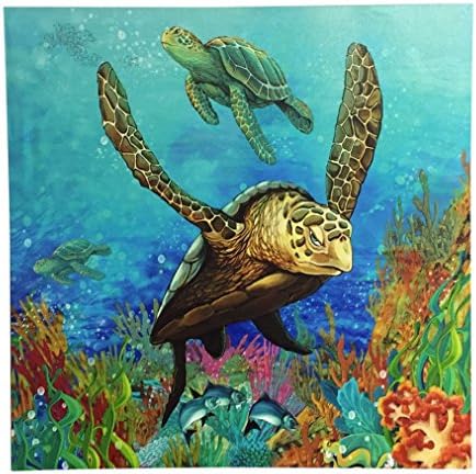 Underwater Sea Turtle Canvas Wall Art - 19.5 High X 19.5 Wide