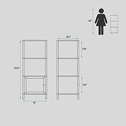 TUTOTAK 4 Tier Bookcase and Bookshelf, Narrow Book