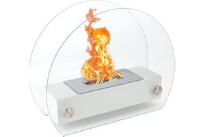 NEWIMAGE Tabletop Fire Pit, Fire Bowl 13.5" L Portable Tabletop Fireplace Clean Burning Bio Ethanol Ventless Fireplace for Indoor Outdoor Patio Parties Events(White)