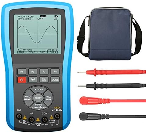 20 MHz Bandwidth, 80M/s Sampling, LIUMY Oscilloscope Multimeter, Professional Handheld LED Scopemeter Oscilloscope Multimeter, A/D Automatic Waveform Capture Functio (Blue)