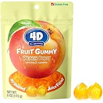 Amos 4D Gummy Candy Peach Burst,Yellow Peach Flavor Gluten Free