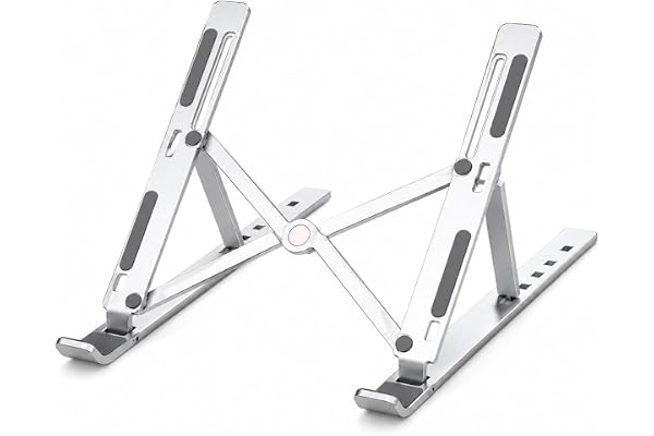Suporte para Notebook Portátil Dobrável em Alumínio com Regulagem de Altura e Inclinação Ajuste Ergonômico 6 Posições Compatí