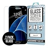 Samsung Galaxy S7 [2-Pack] Tempered GLASS Screen Protector Covers, Bubble Free Oleophoic Coated Tempered GLASS - MPERO