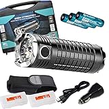 Olight SRMini SR Mini Intimidator II 3200 Lumens Rechargeable Flashlight Kit w/ 3x 3400mAh 18650 Batteries, Olight USB Charging Cable, Car Power Adapter, Holster and Two Lumentac Battery Organizer