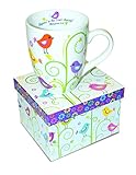 Divinity Boutique Inspirational Ceramic Mug - Birds and Plants, Philippians 4:4, Rejoice In The Lord Always, Multicolor