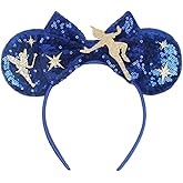 CLGIFT Princess Minnie Flower Ears, Purple Sparkle Mouse Ears (Peter Pan Flight)