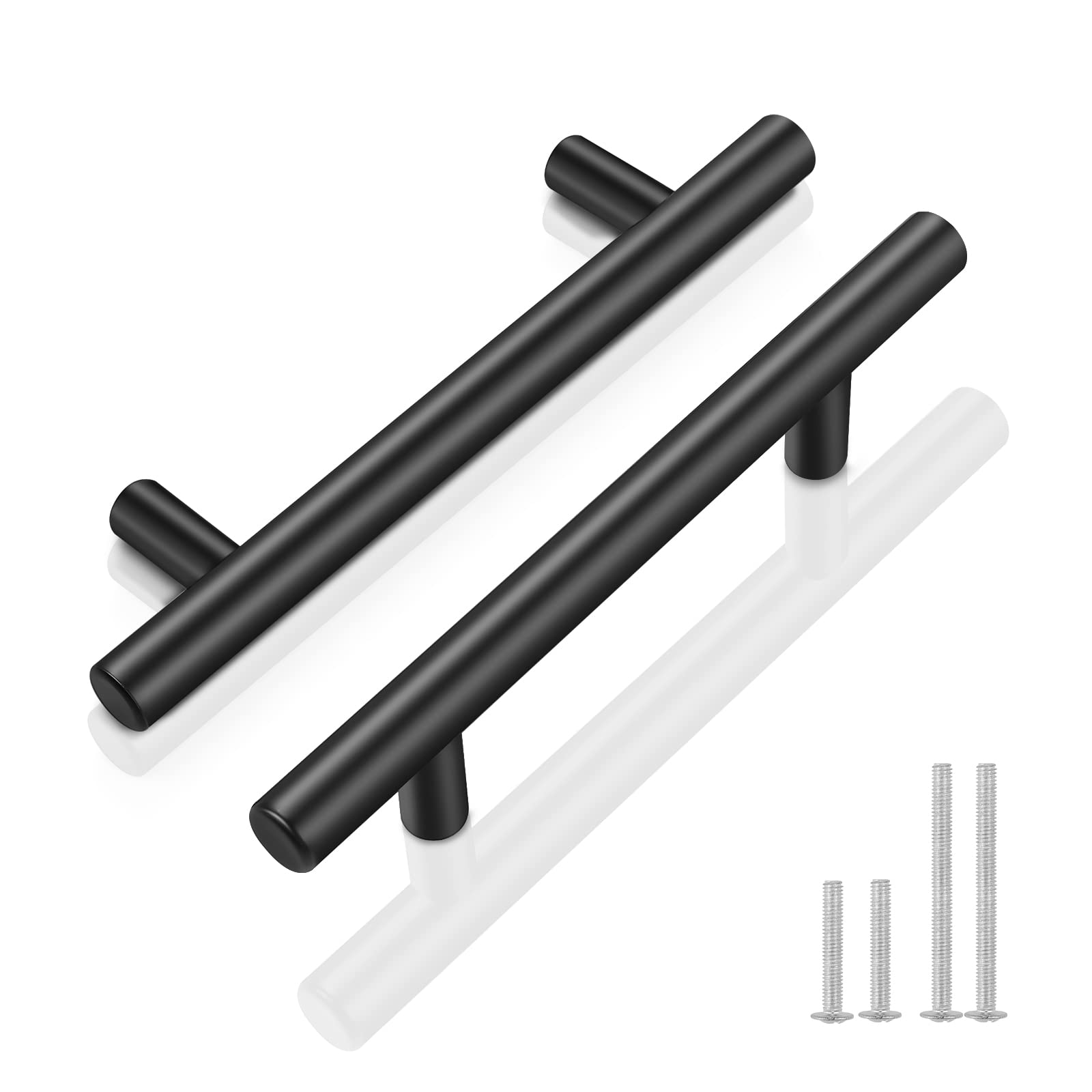 25 Pack Black Cabinet Handles Stainless Steel T Bar Cupboard Handles Door Handles Drawer Pulls Hole Spacing 96mm