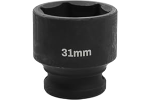 SUNKOO 1/2 Inch Drive 31mm Deep Impact Socket, CR-MO 6 Point Heavy Duty Metric Axle Nut Socket for Easy Removal of Axle and Wheel Hub Nuts