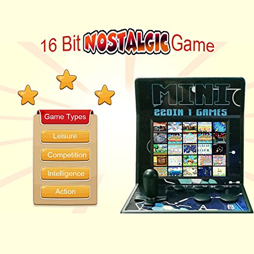 Goolsky 16 Bit Mini Classic Arcade Game Cabinet Machine Retro Handheld Video Player with Built-in 220 Games Portable Gaming Electronic Novelty Toys