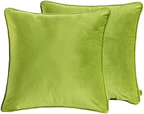 Yange Decorative Throw Pillow Cases,2-Pack Solid 18''x18'' Cushion Covers,Luxury Soft (Matcha)