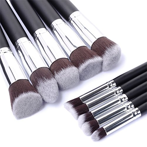 Bigdog Brush Set Natural Hair 10PCS Makeup Setting Spray Matte Finish Long Lasting Brush Kit with Pink Makeup Brush Cleaner