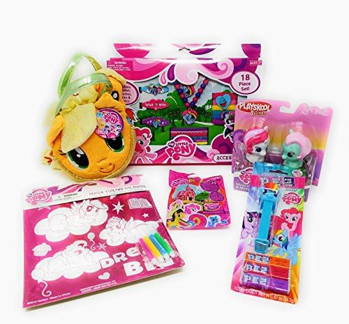 My Little Pony Toys Applejack Plush Purse Plus PEZ Dispenser and Candy and Toy and Accessory Set with Necklace, Bracelet, Hair Accessories with Friendship Magic Collection Collectible and More