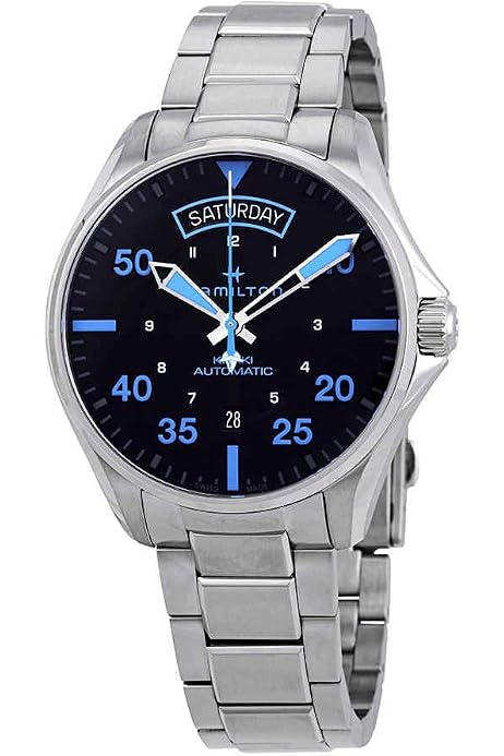hamilton pilot day date automatic black dial men's watch