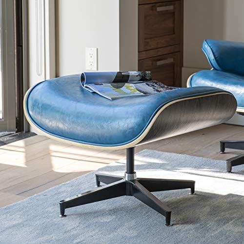 Leonard Bentwood Lounge Chair Ottoman Eames Style Mid Century Blue Amazon Ca Home Kitchen