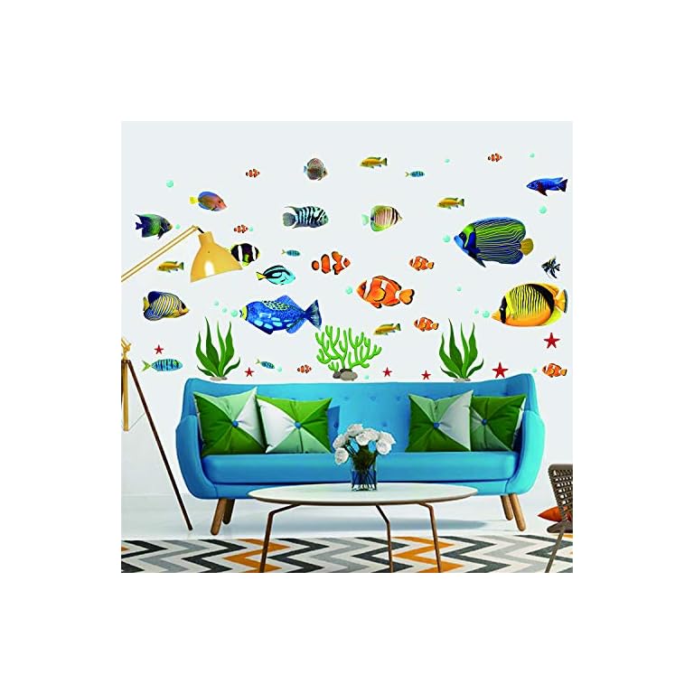 Fish Wall Stickers Under The Sea Decorative Wall Decals Coral Reef Fish