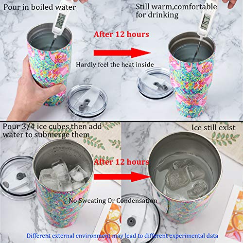 30 oz Tumbler with Lids and Straws,Stainless Steel Vacuum Insulated