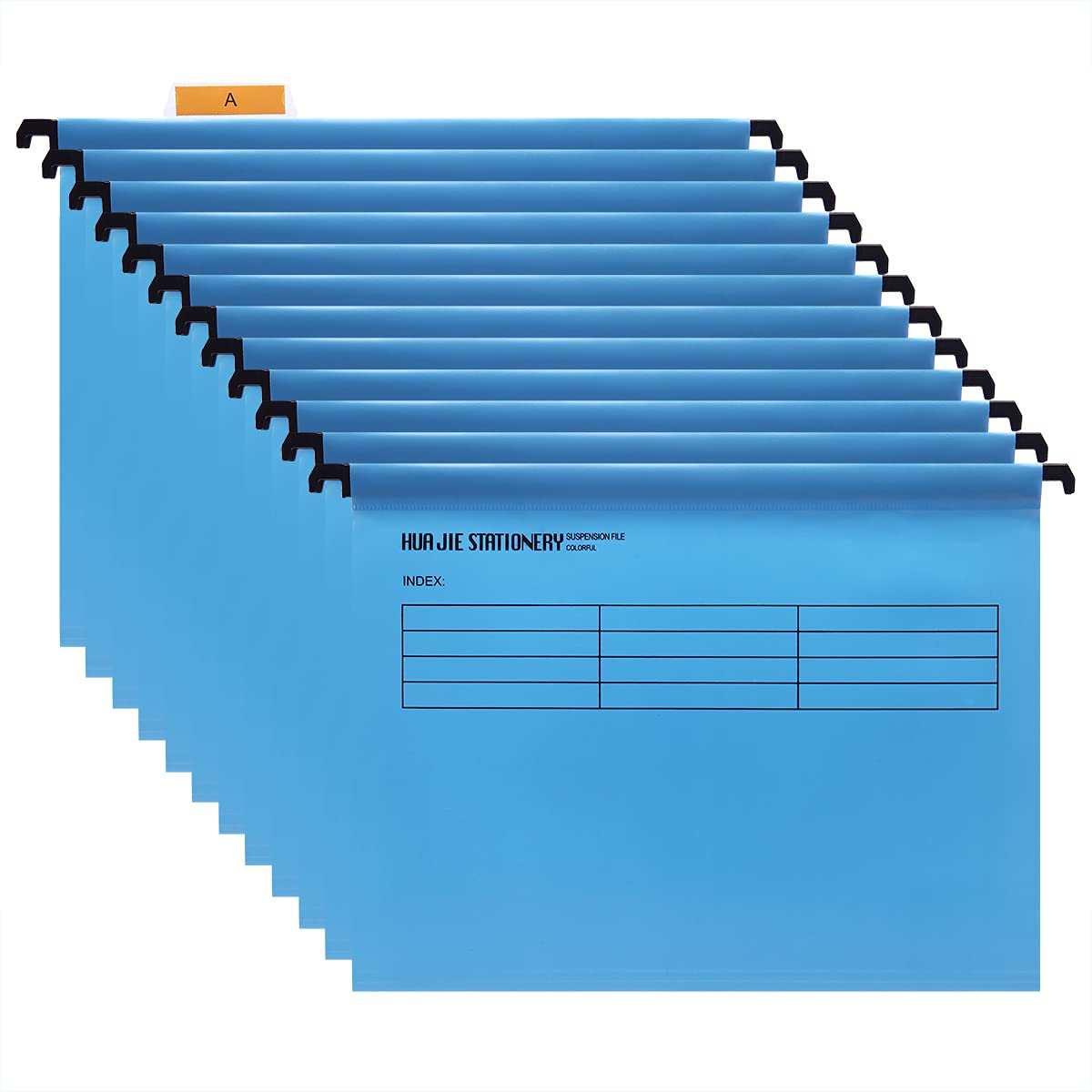 Srvnpioy A4 Suspension Files with Tabs and Card Inserts for Filing Cabinets (Pack of 12, Blue) Polypropylene A4 Hanging Filing Storage Folders for Office Home School