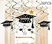 42PCS Graduation Decorations 2023 Hanging Swirls Party Supplies - Grad Star/Mortarboards/Diplomas Ceiling Foil Ornaments（Black,Silver,Gold）