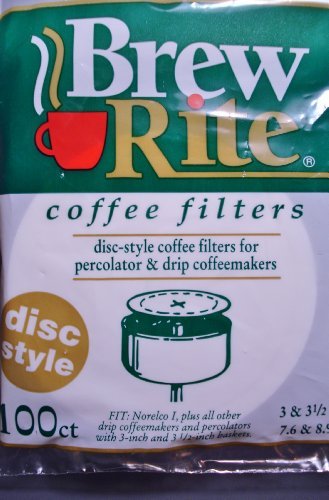 Brew Rite 737641 Coffee Filter, 3" and 3 1/2" Disc, White