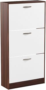 Vida Designs 3-Drawer Walnut White Wooden Shoe Cabinet Storage view 4
