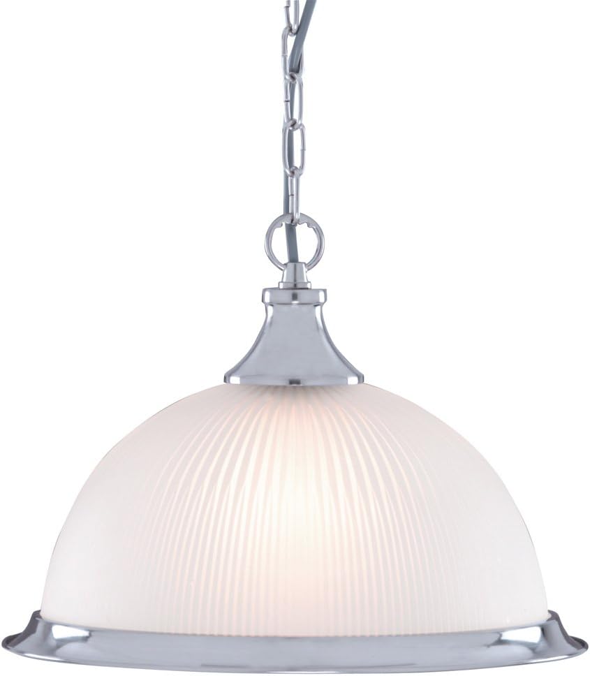 American Diner Satin Silver and Opaque Glass Ceiling Pendant Light, 1044