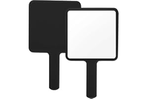Vesaneae Hand Mirror with Handle, Portable Square Handheld Mirror, for Makeup Self Haircut Salon Barber and Dental Use