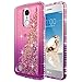 LG Risio 2 Case(M154 4G LTE), LG Rebel 2 Case(4G LTE), LG K4 2017 Case(L58VL) with [Tempered Glass Screen Protector], NageBee Quicksand Liquid Floating Glitter Flowing Bling Diamond Case -Pink/Purple