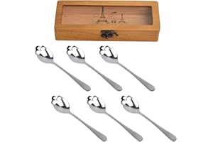 GSHOPVV Set of 6 Silver Stainless Steel Sugar Skull Spoon for Tea Spoons, Coffee Spoon for Halloween