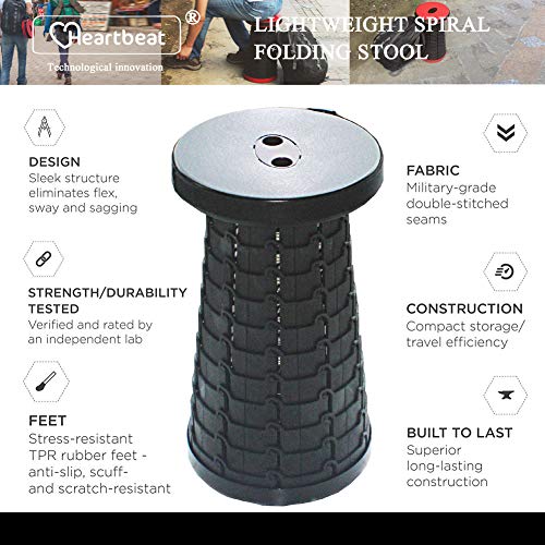 Heartbeat Retractable Folding Stools Sturdy Portable Lightweight