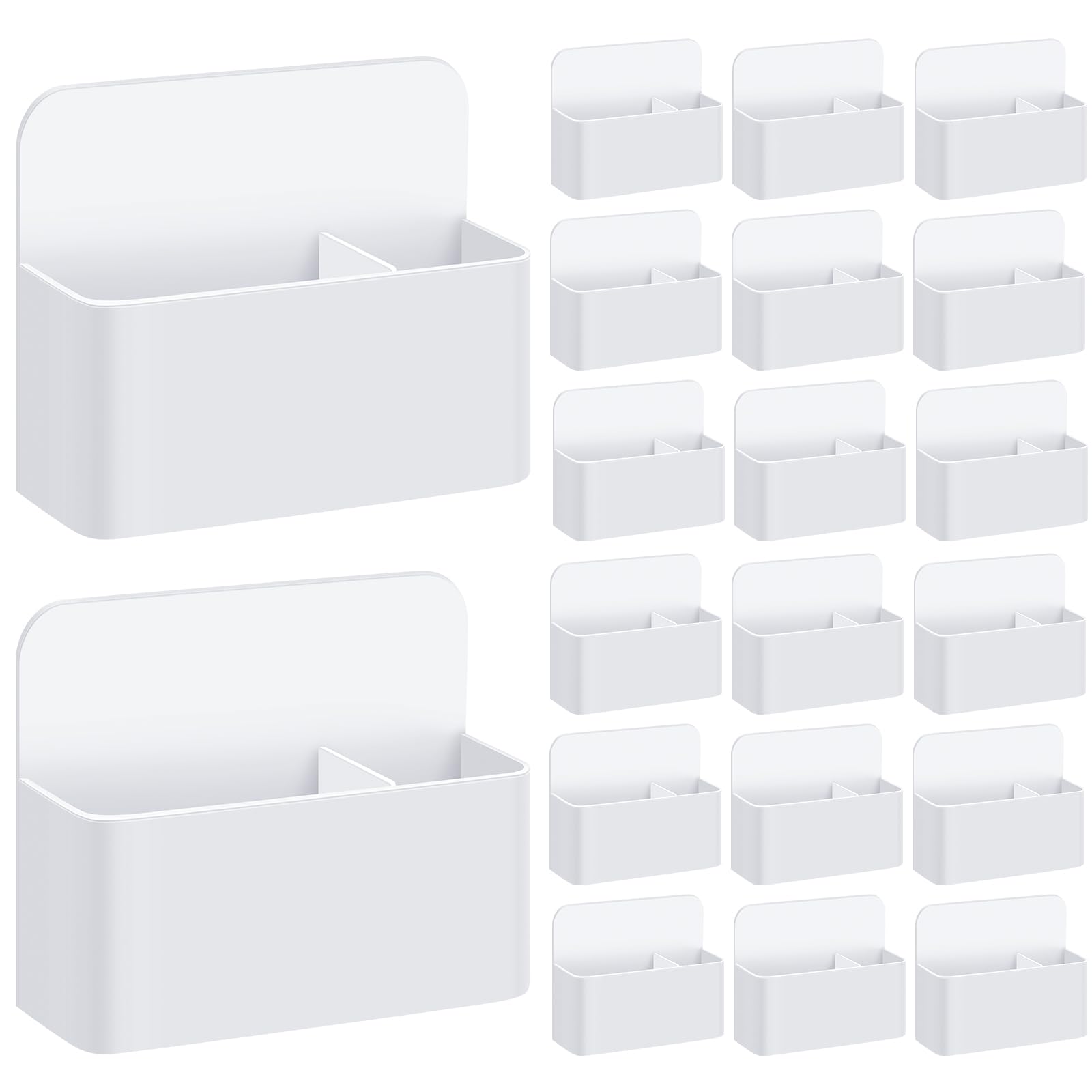 Photo 1 of 20 Pack Magnetic Dry Erase Marker Holder Bulk Whiteboard Magnetic Marker Holder Pen Pencil Organizer for Classroom Whiteboard Refrigerator Locker Storage (White)