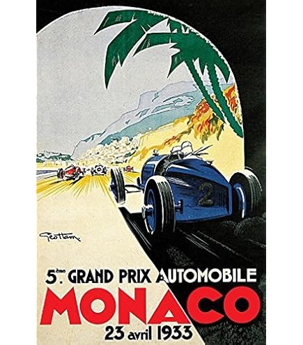 額装済/モナコグランプリ 1930年/ロバート ファルクッチ/アート/ポスター Amazon.com: GRAND PRIX de MONACO POSTER 1937 French Vintage Car