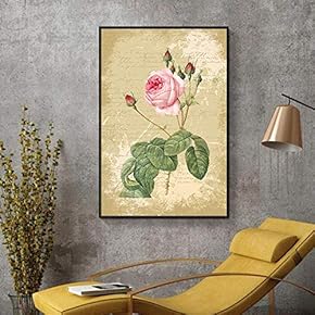Floating Framed for Living Room Bedroom Retro Flower for