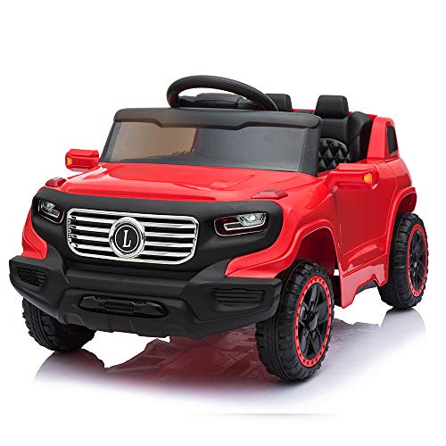 VALUE BOX Electric Remote Control Truck, Kids Toddler Ride On Cars 6V Battery Motorized Vehicles Children's Best Toy Car Safe with 3 Speeds, Music, seat Belts, LED Lights and Realistic Horns (Red)