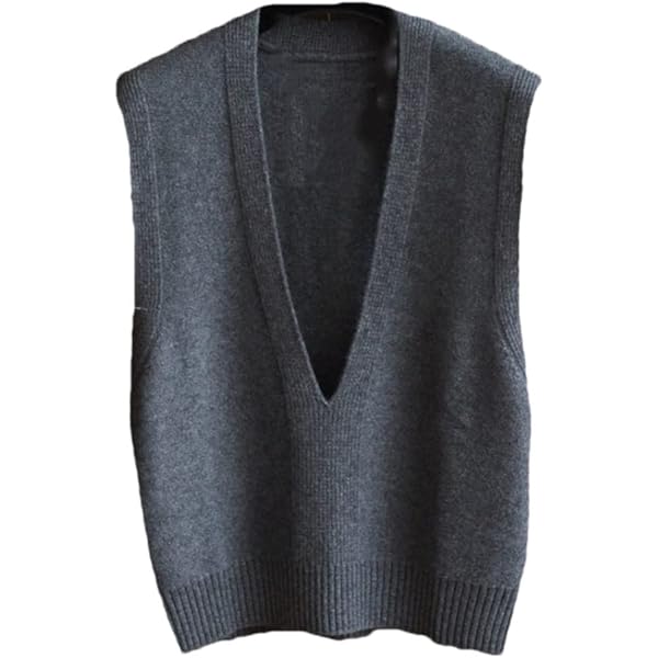 SGeneE Cashmere V-Neck Sweater Vest Ladies Sleeveless Pullover