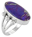925 Sterling Silver Ring with Genuine Purple Turquoise Sizes 6 to 11 (6)