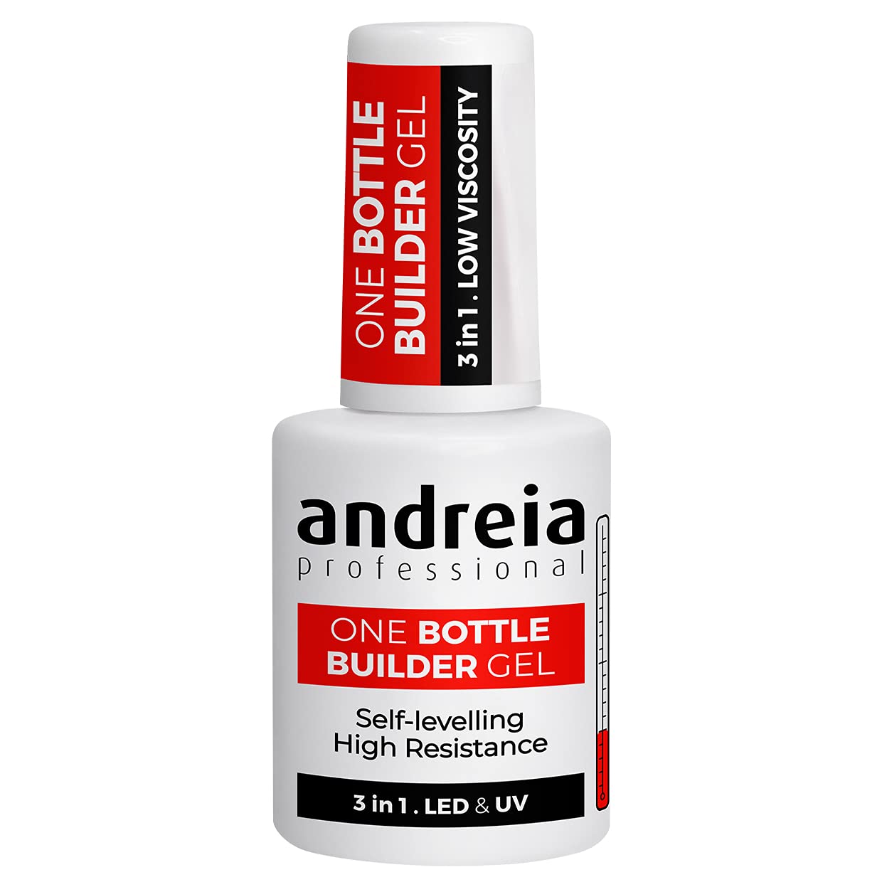 Andreia Professional Gel Builder Nail Construction - Triphasic 3 in 1 Low Viscosity - LED & UV Builder Gel in a Bottle - Nail Extension - Self Levelling High Resistance - Colour Soft White 14ml