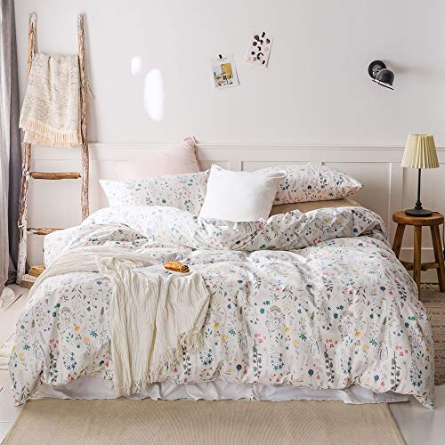 Floral Blossom Duvet Cover Full Queen Cotton White Bedding Collections